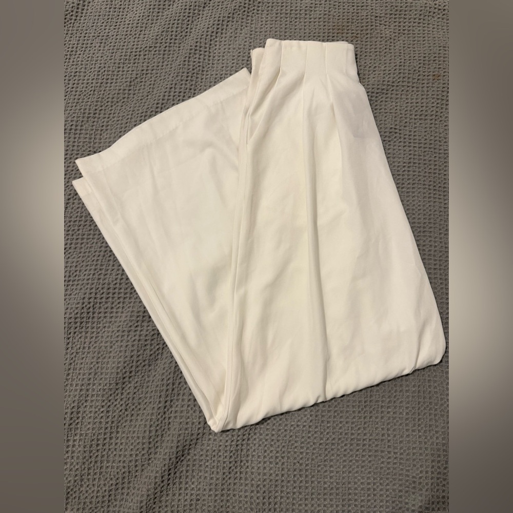 {GLAM} White Wide Leg Palazzo Pants